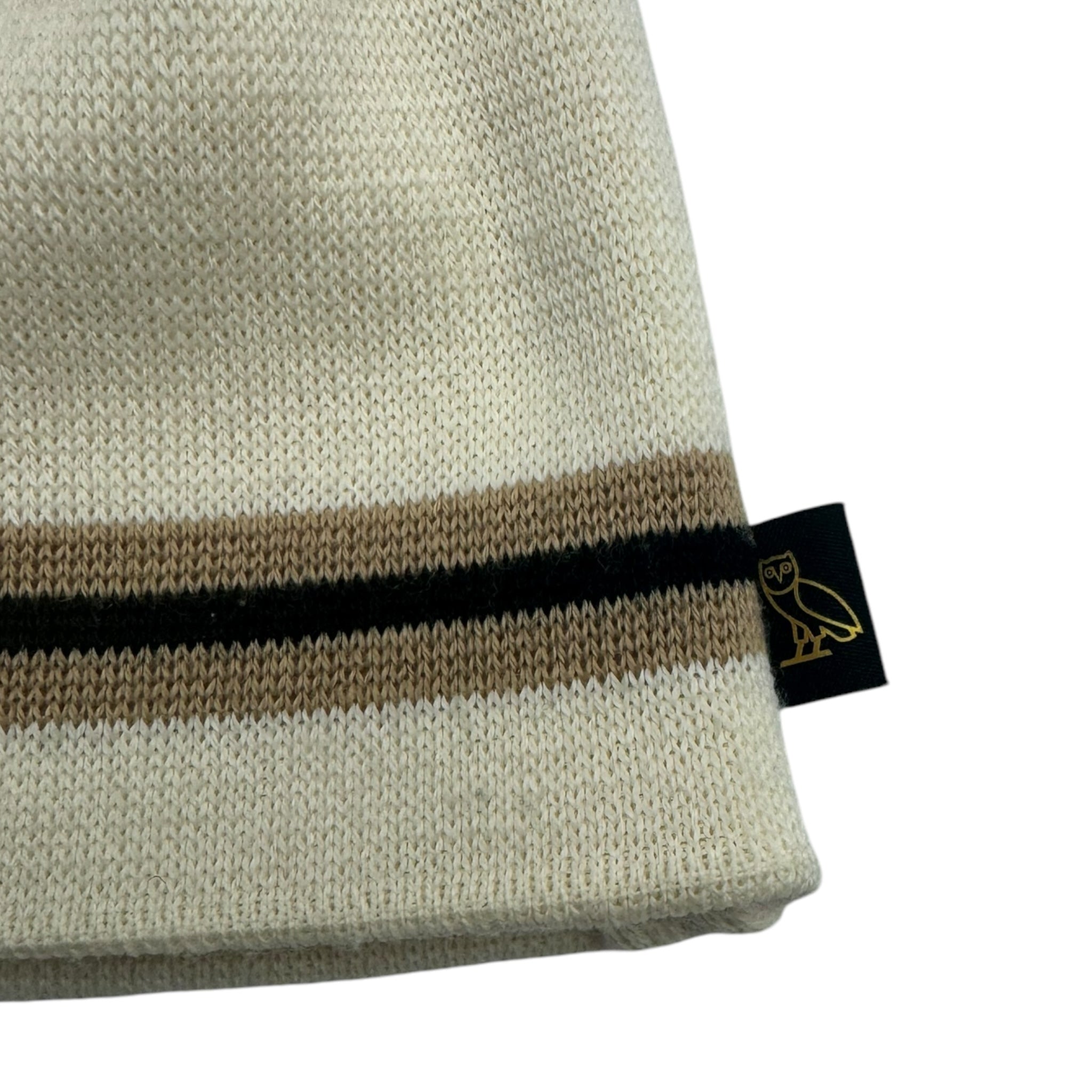 OVO Striped Beanie White