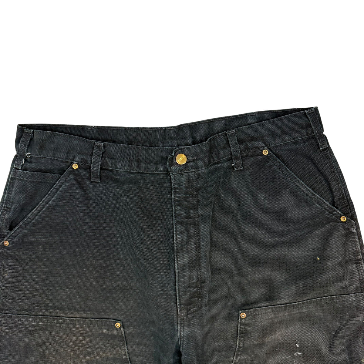 Vintage Carhartt Double Knee Blanket Lined Paint Splattered Pants Black