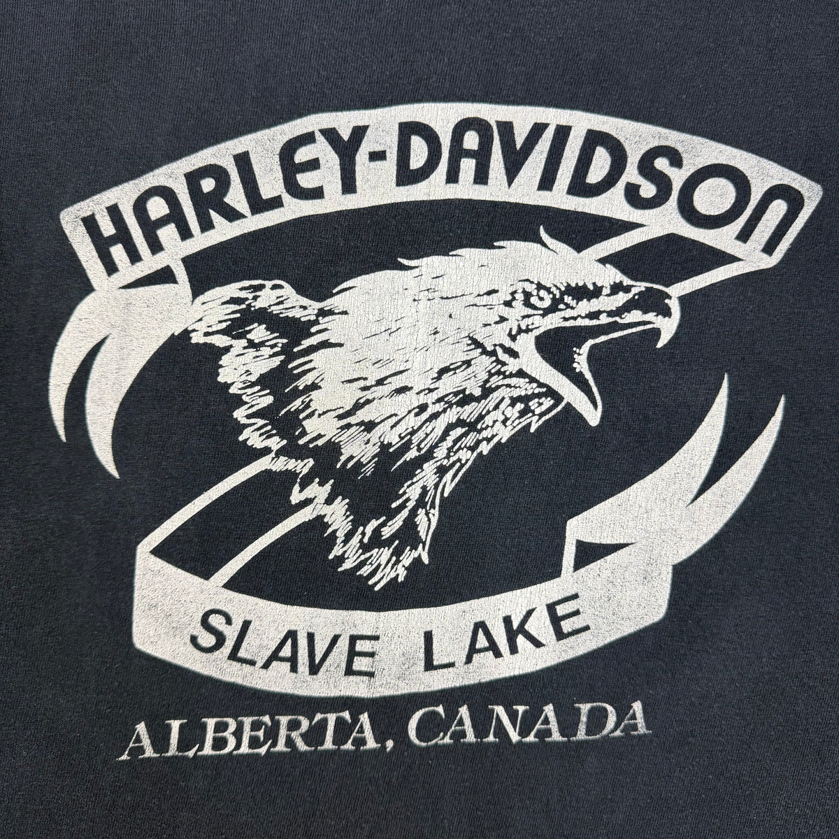 1983 Harley Davidson Eagle Slave Lake Tee Faded Black