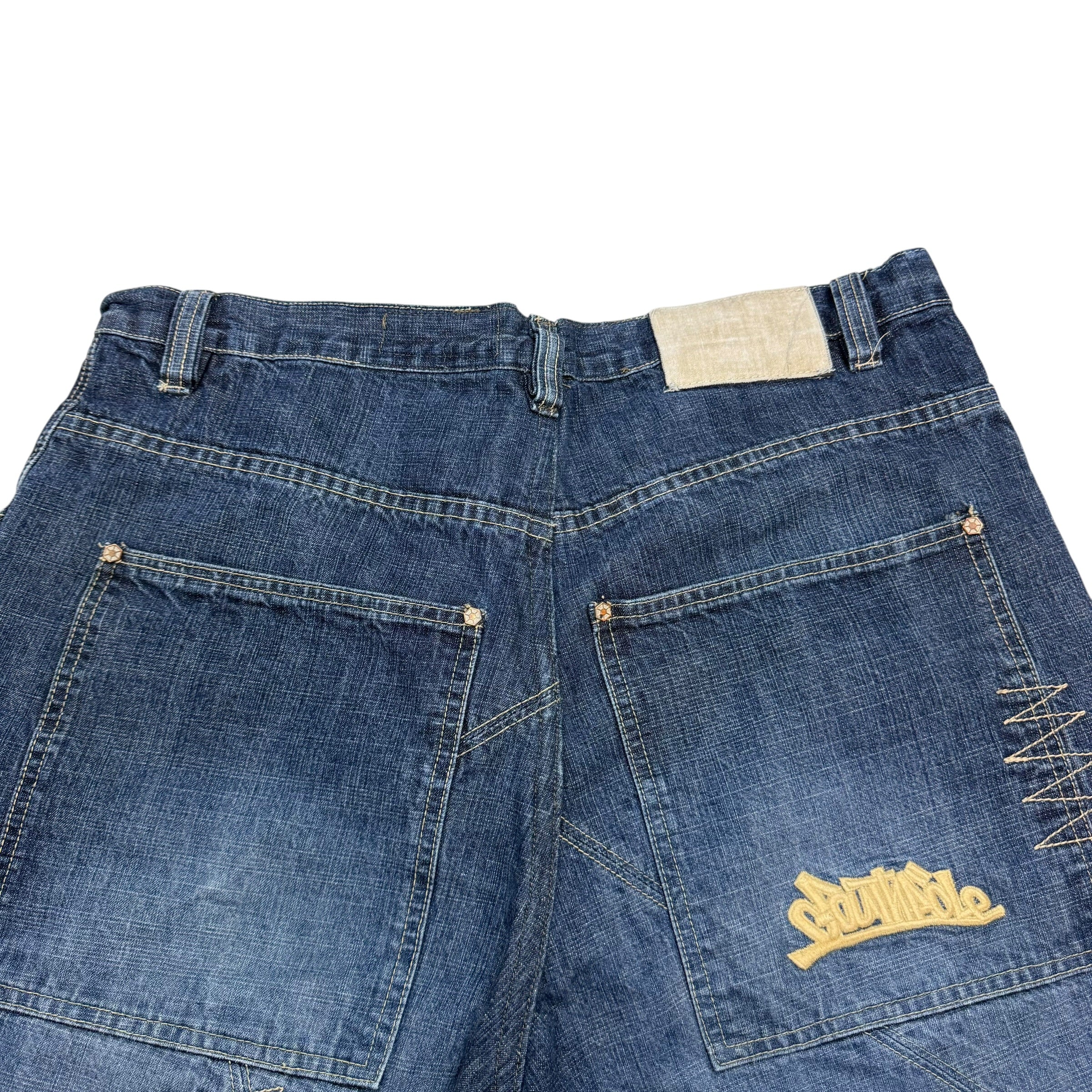 Vintage Southpole Zig Zag Stitch Denim Shorts Blue