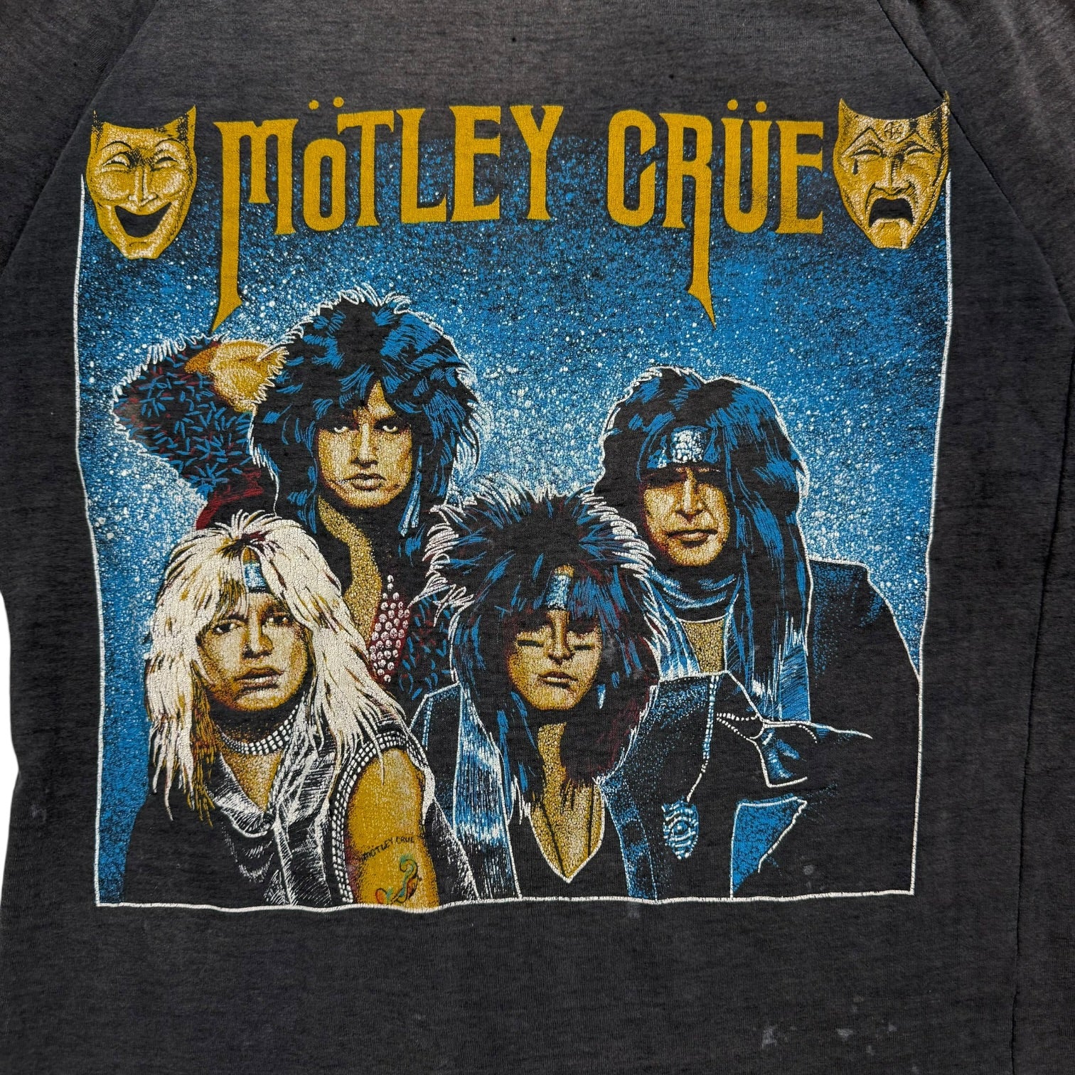 1980s Motley Crue Glam Theatre Of Pain Raglan Tee