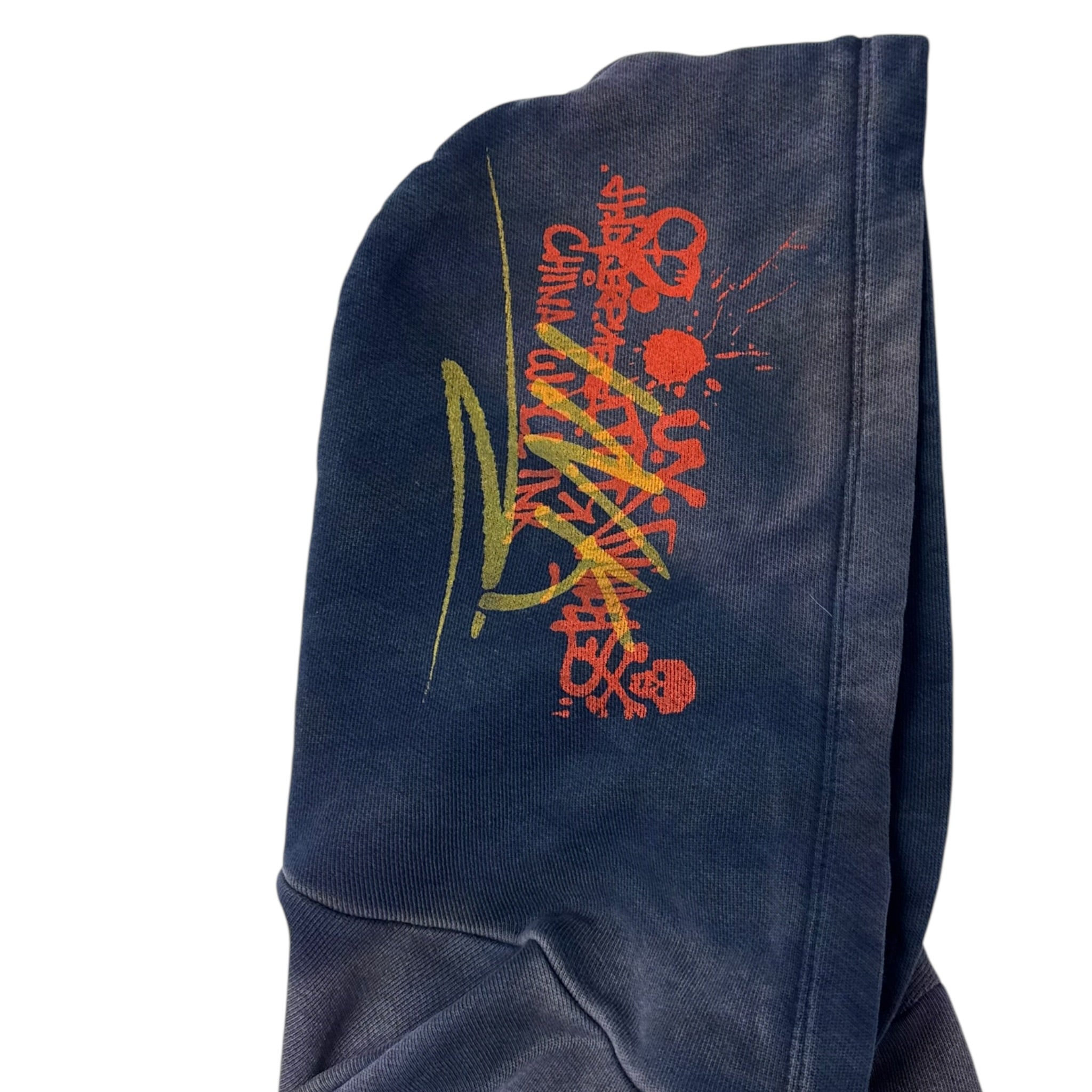 Y2K The Great China Wall Zip Up Hoodie Blue Camo