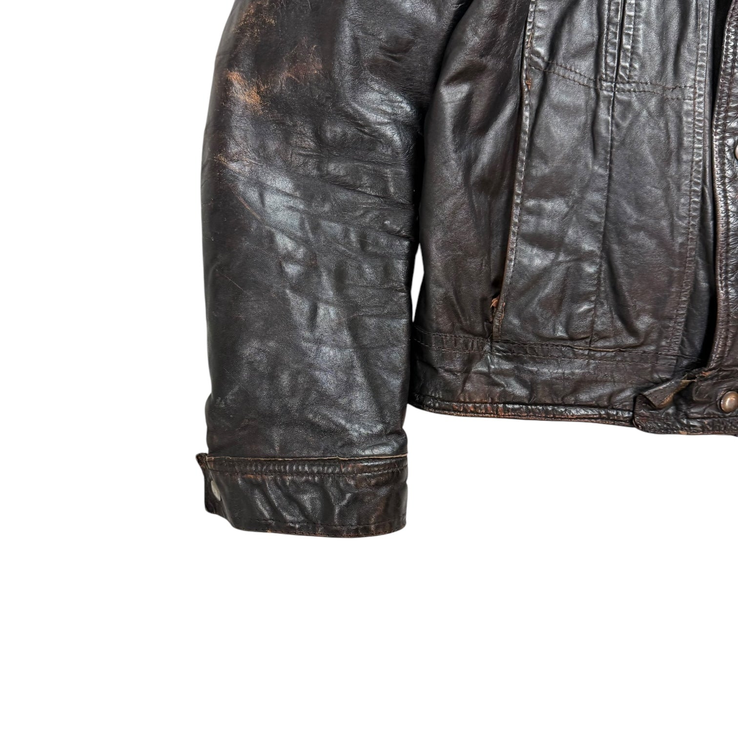 Vintage Bristol Diamond Stitch Leather Jacket Faded Black