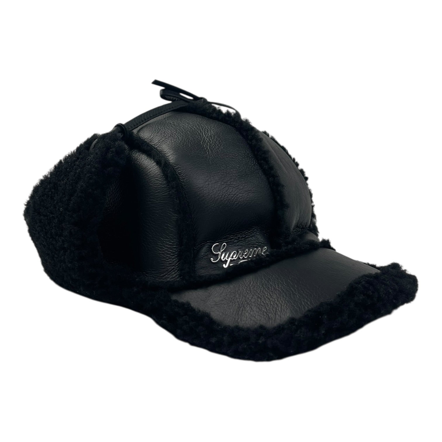 Supreme Shearling Lined Earflap Cap Black