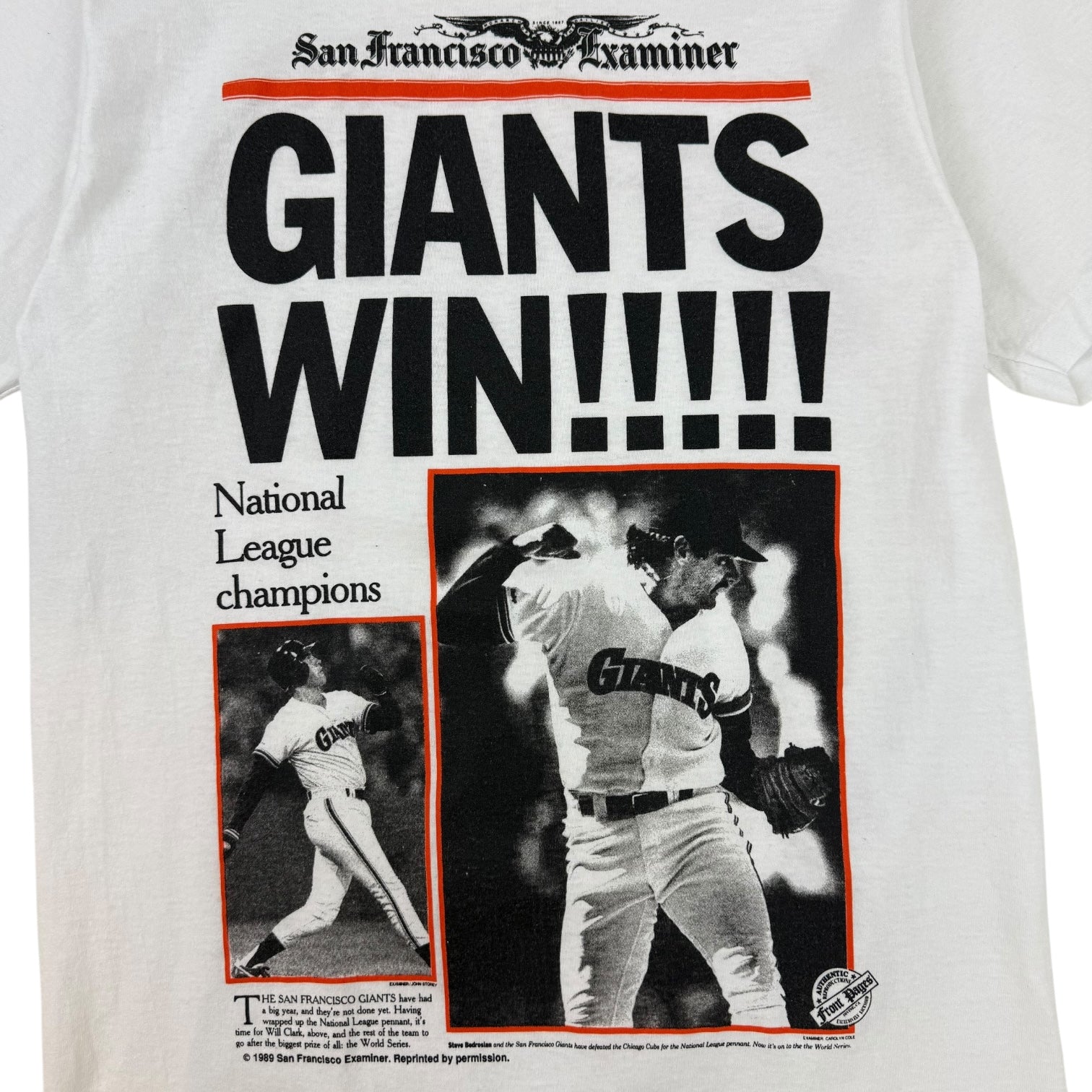 1989 San Francisco Giants National League Champions T-Shirt White