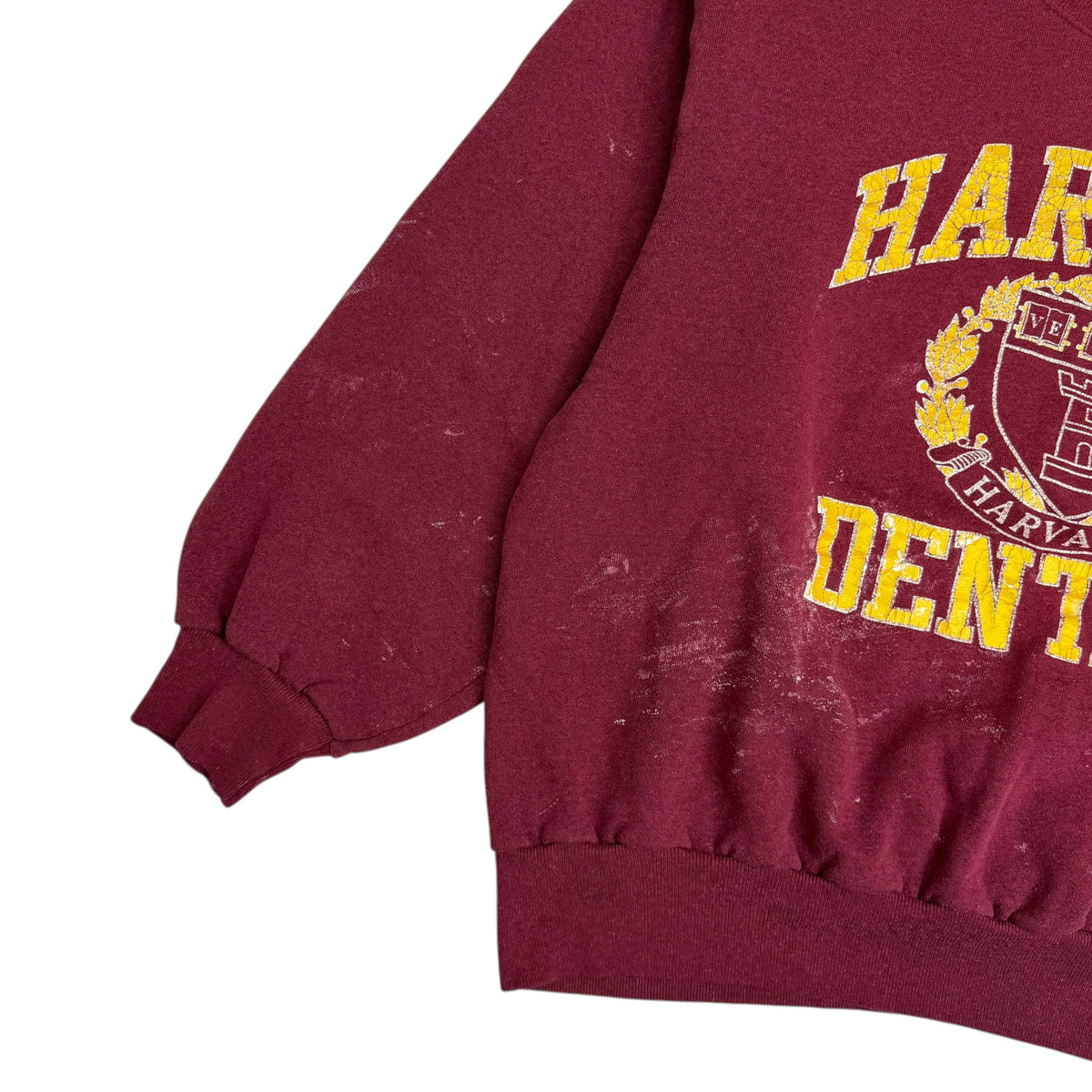 Vintage Harvard Dental Paint Splatter Crewneck Burgundy