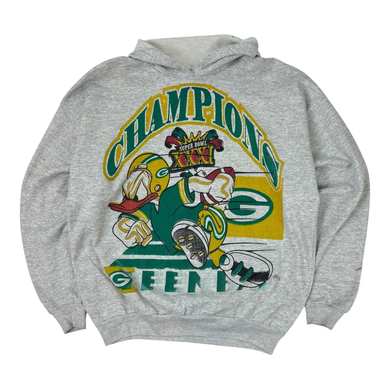 Vintage 1997 Super Bowl XXXI Green Bay Packers Hoodie Grey