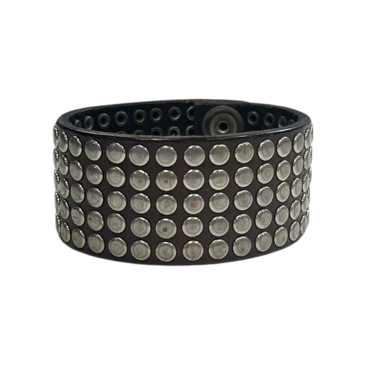 Leather Cuff with Rivets in Black Leather