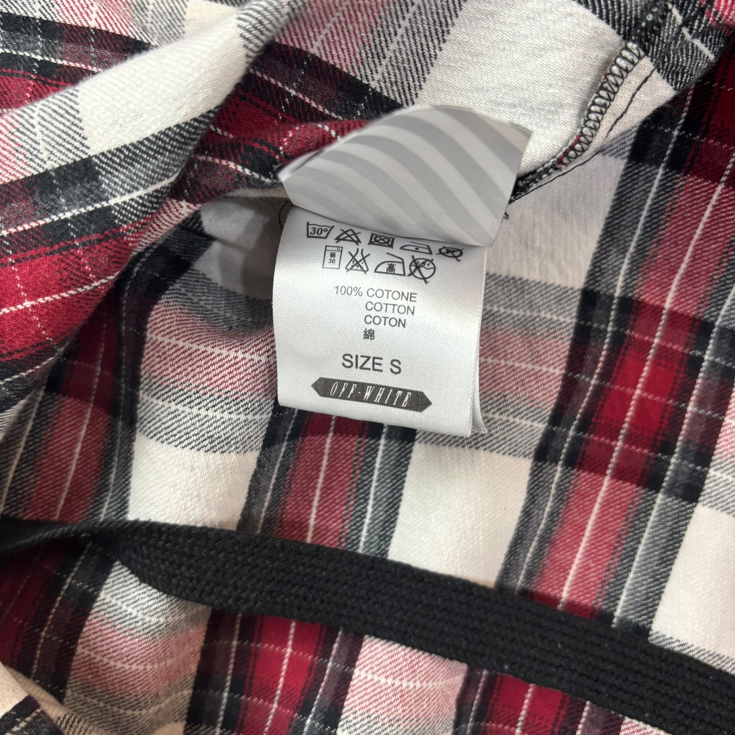 Off-White Checkered Plaid Flannel Red