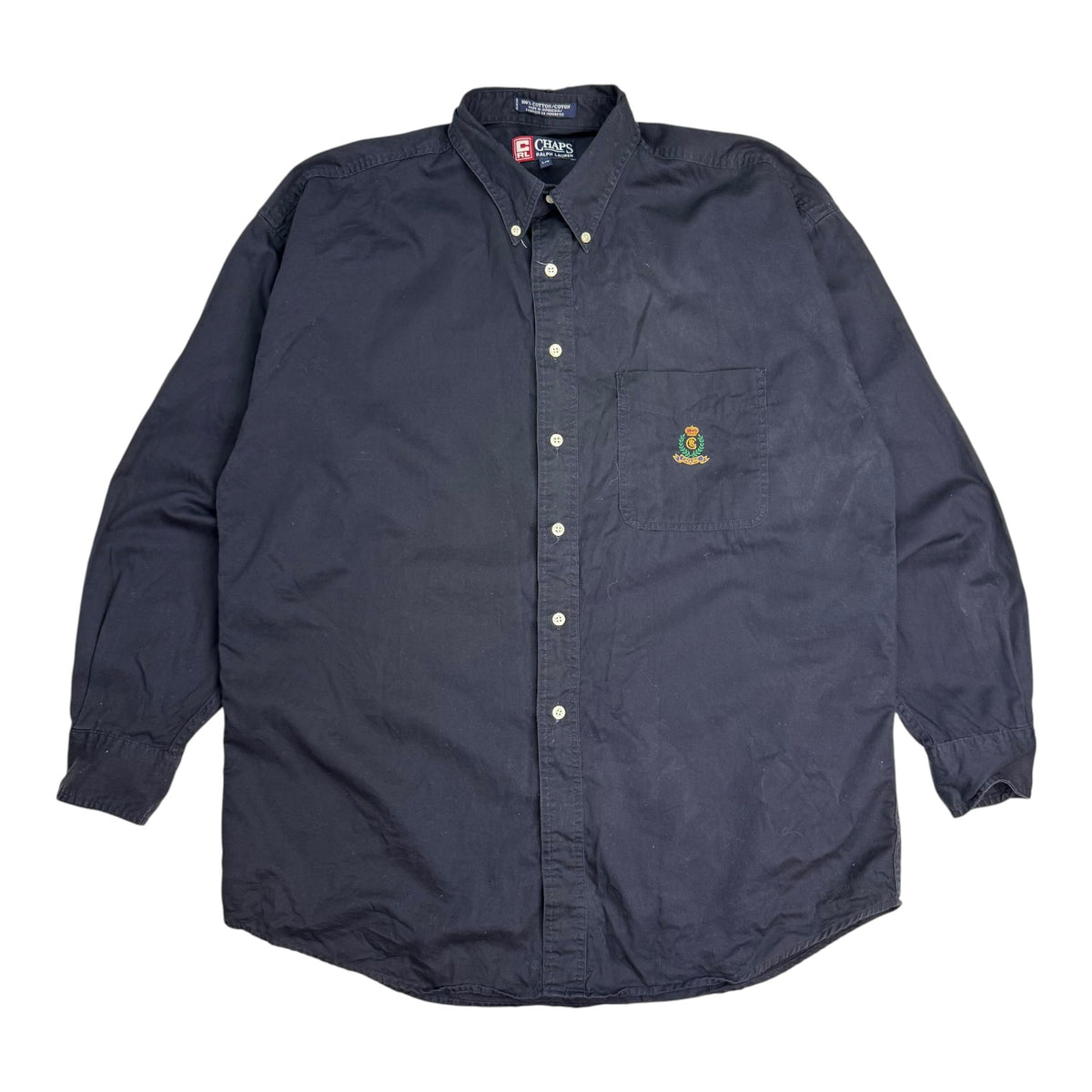 Vintage Chaps Ralph Lauren Button Up Shirt Navy Blue