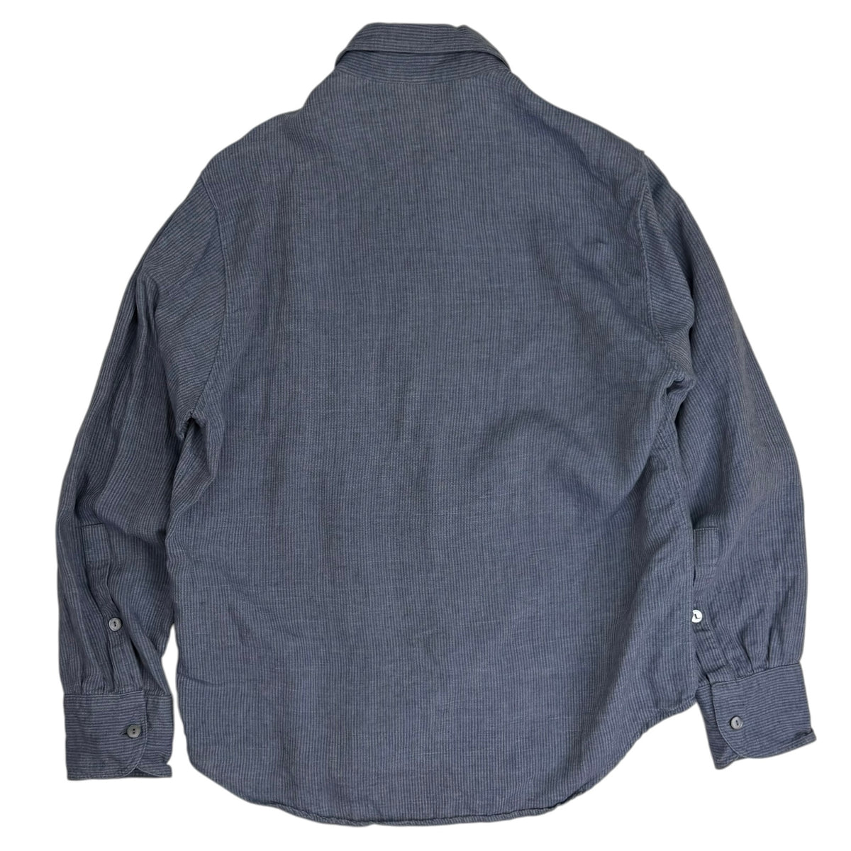 Stoffa Stripe Linen Work Shirt Slate Blue
