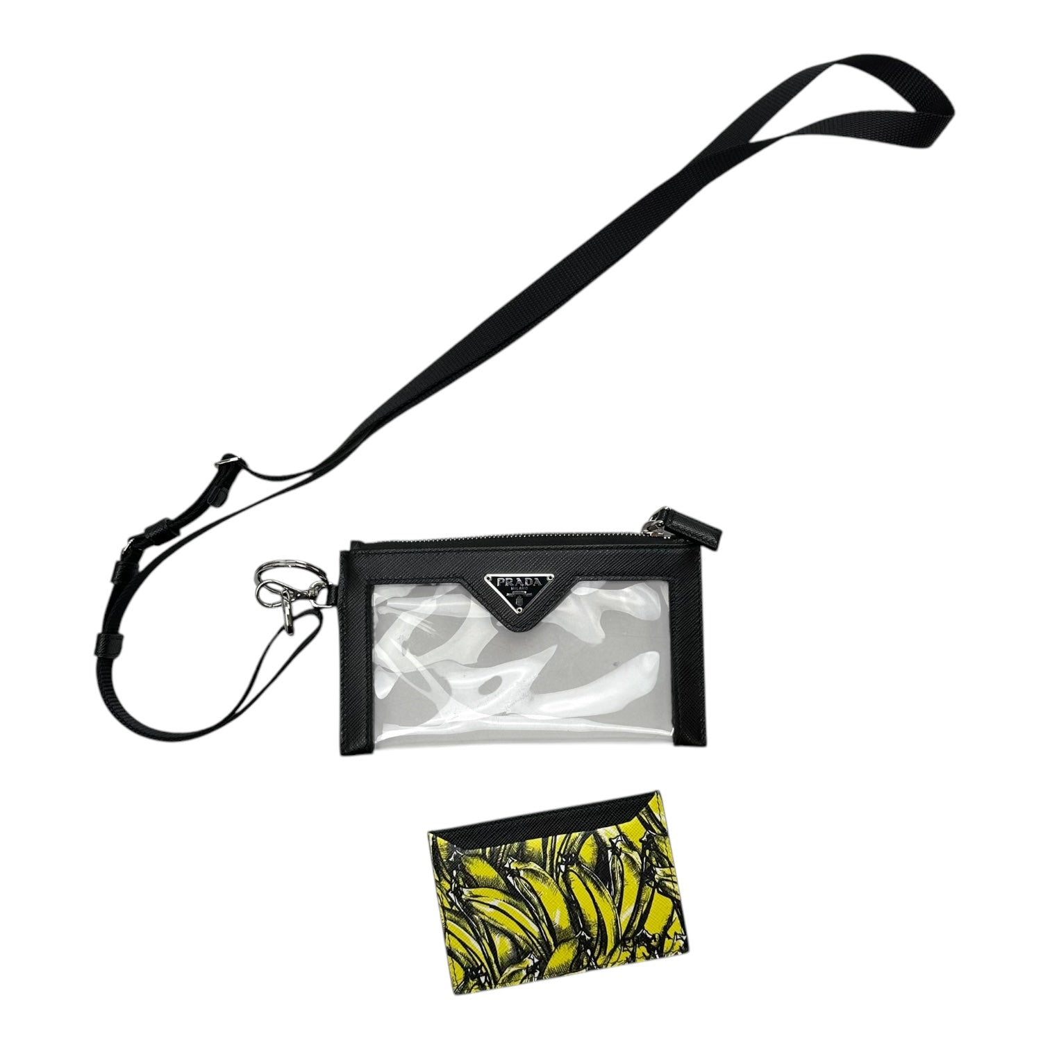 Prada Yellow and Black Plexi Print Card Holder