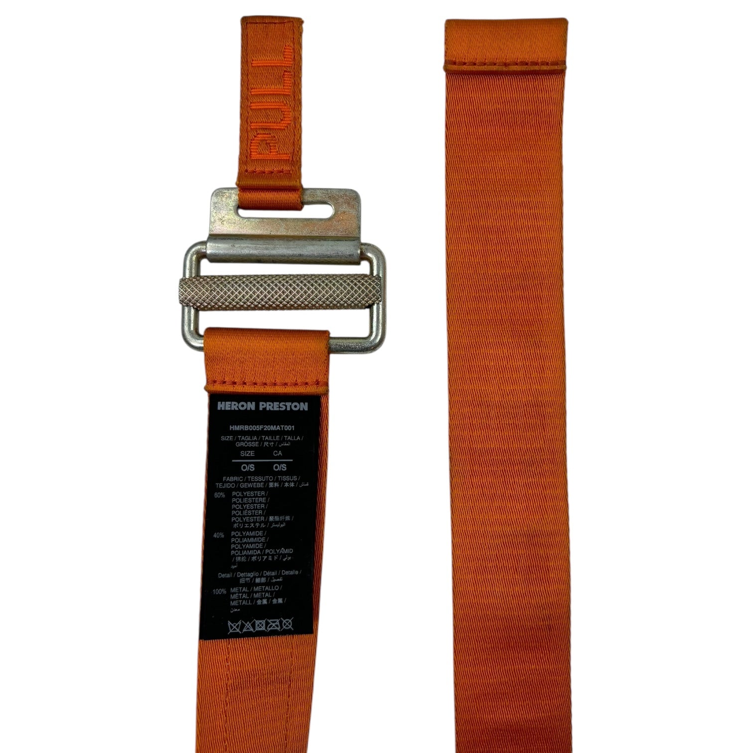 Heron Preston FW21 Tape Logo Belt Orange/Gold