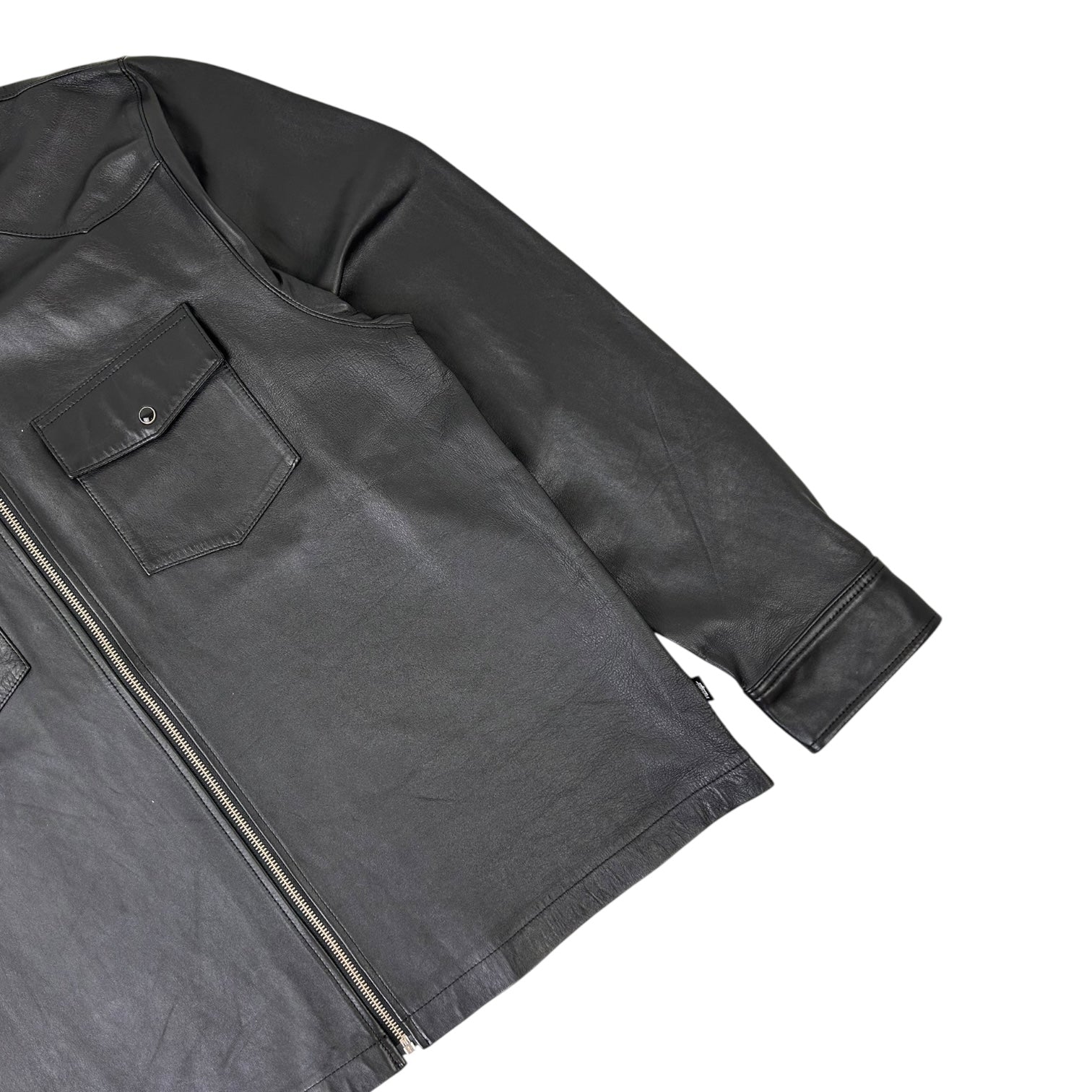 Stussy Leather Western Zip Up Jacket Black