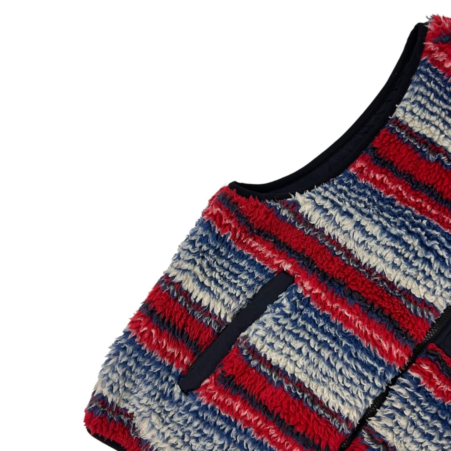 Stussy Striped Sherpa Vest Blue/Red/White