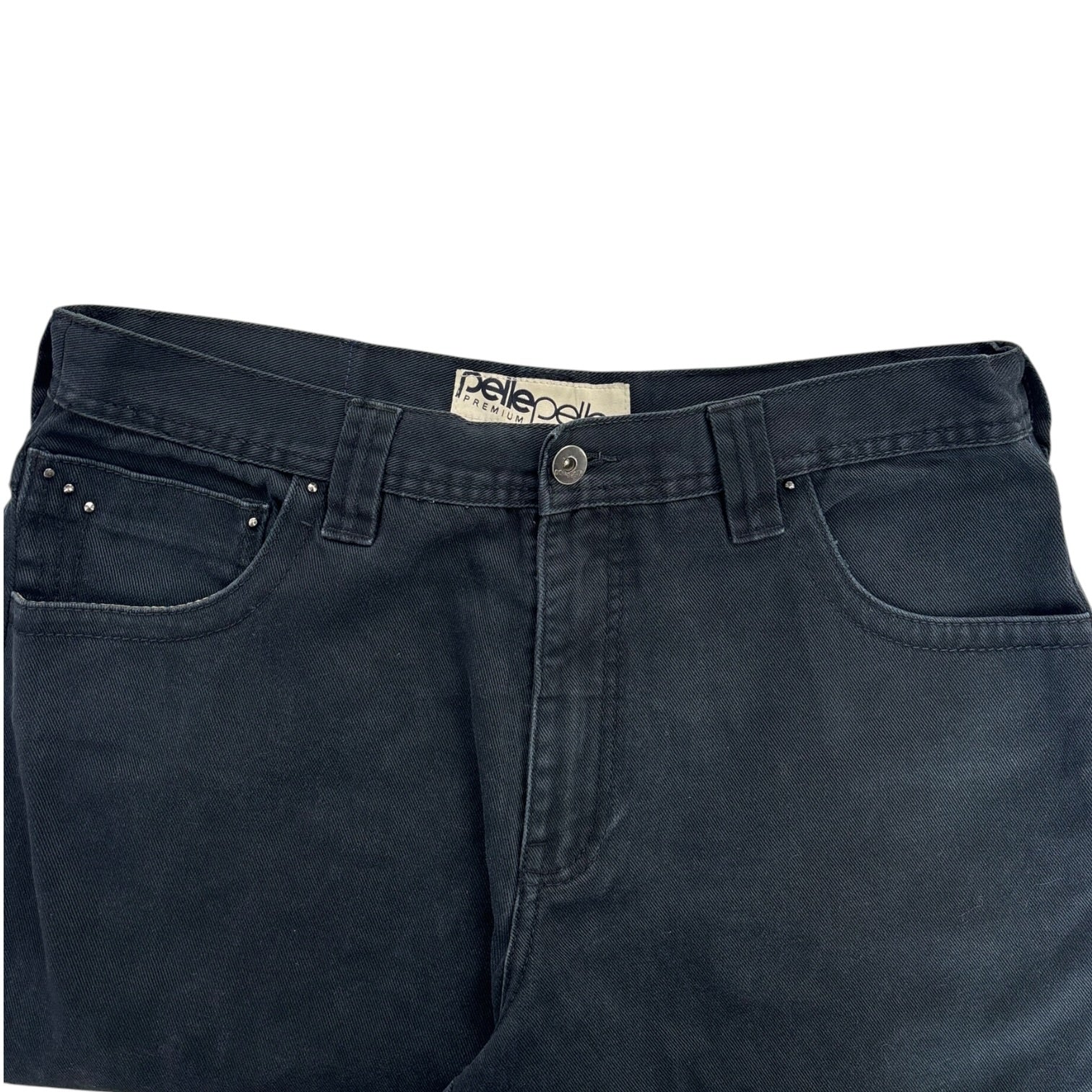 (W) Y2K Pelle Pelle Embroidered Baggy Jeans Black