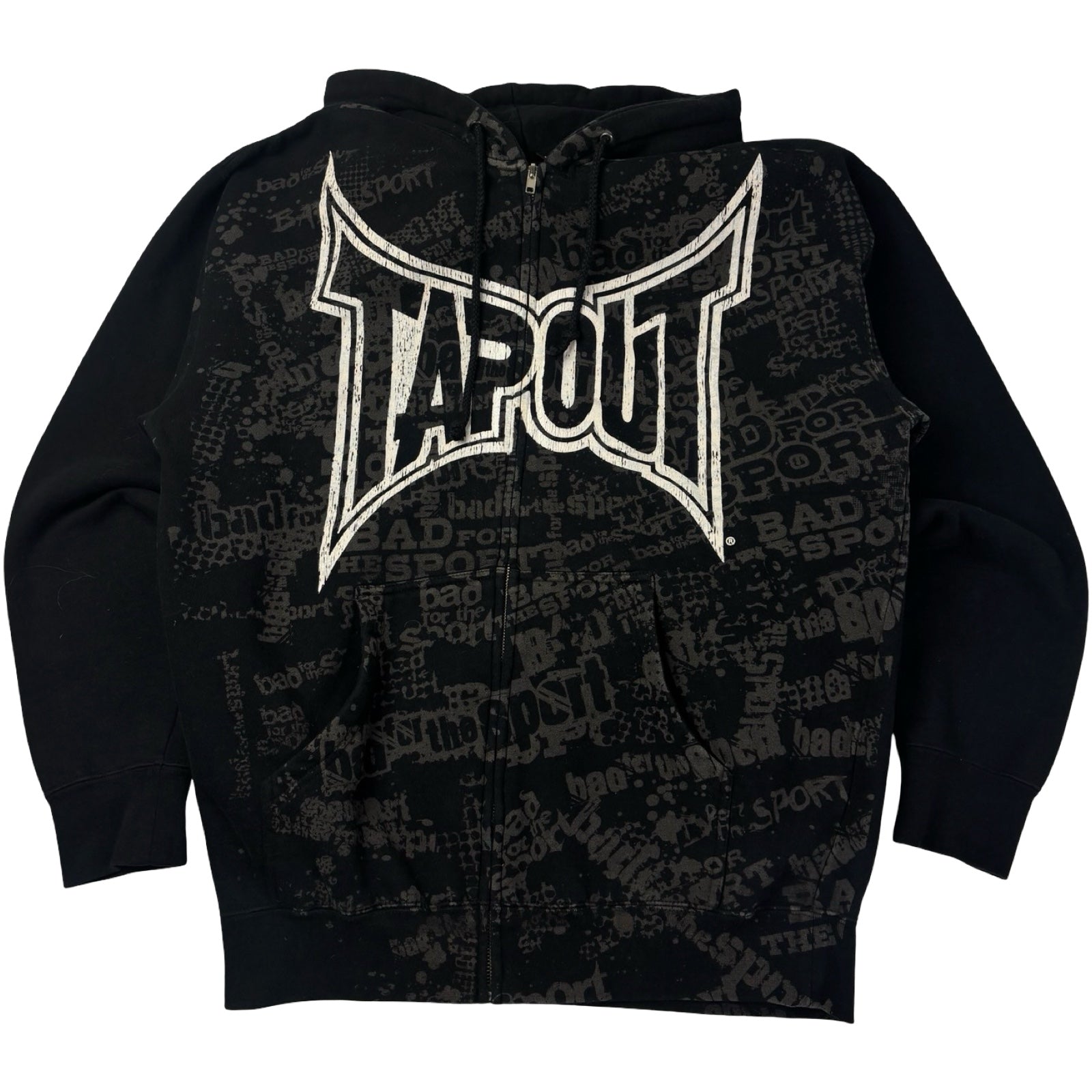 Vintage Tapout 'Bad For The Sport' Zip Up Hoodie Black