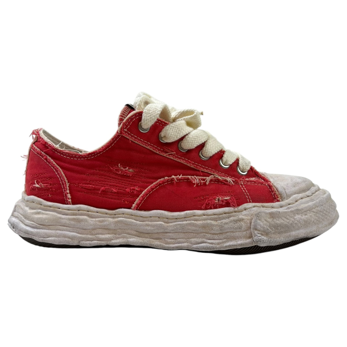 Maison MIHARA YASUHIRO Peterson23 OG Sole Ripped Overdye Canvas Sneaker Red
