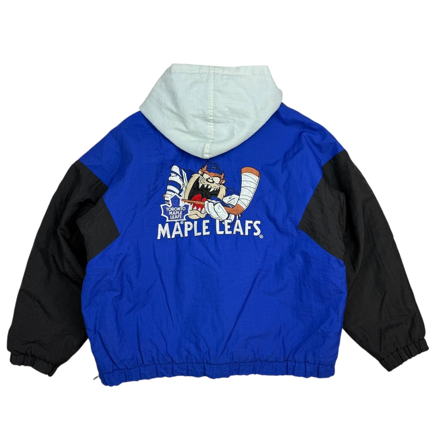 Vintage Looney Tunes Toronto Maple Leafs Tazmanian Devil Anorak Jacket Blue/Black