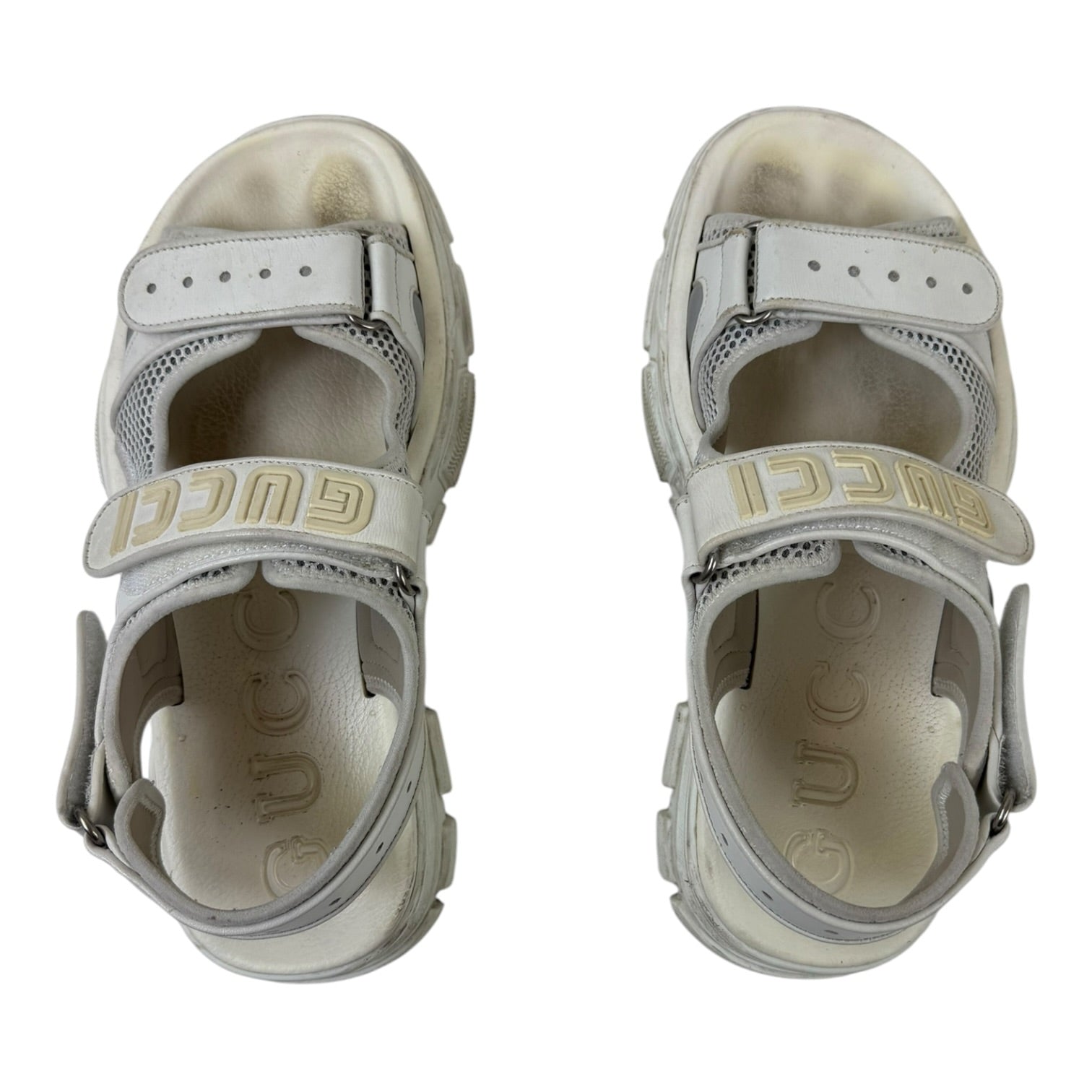 Gucci Leather and Mesh Sandals White