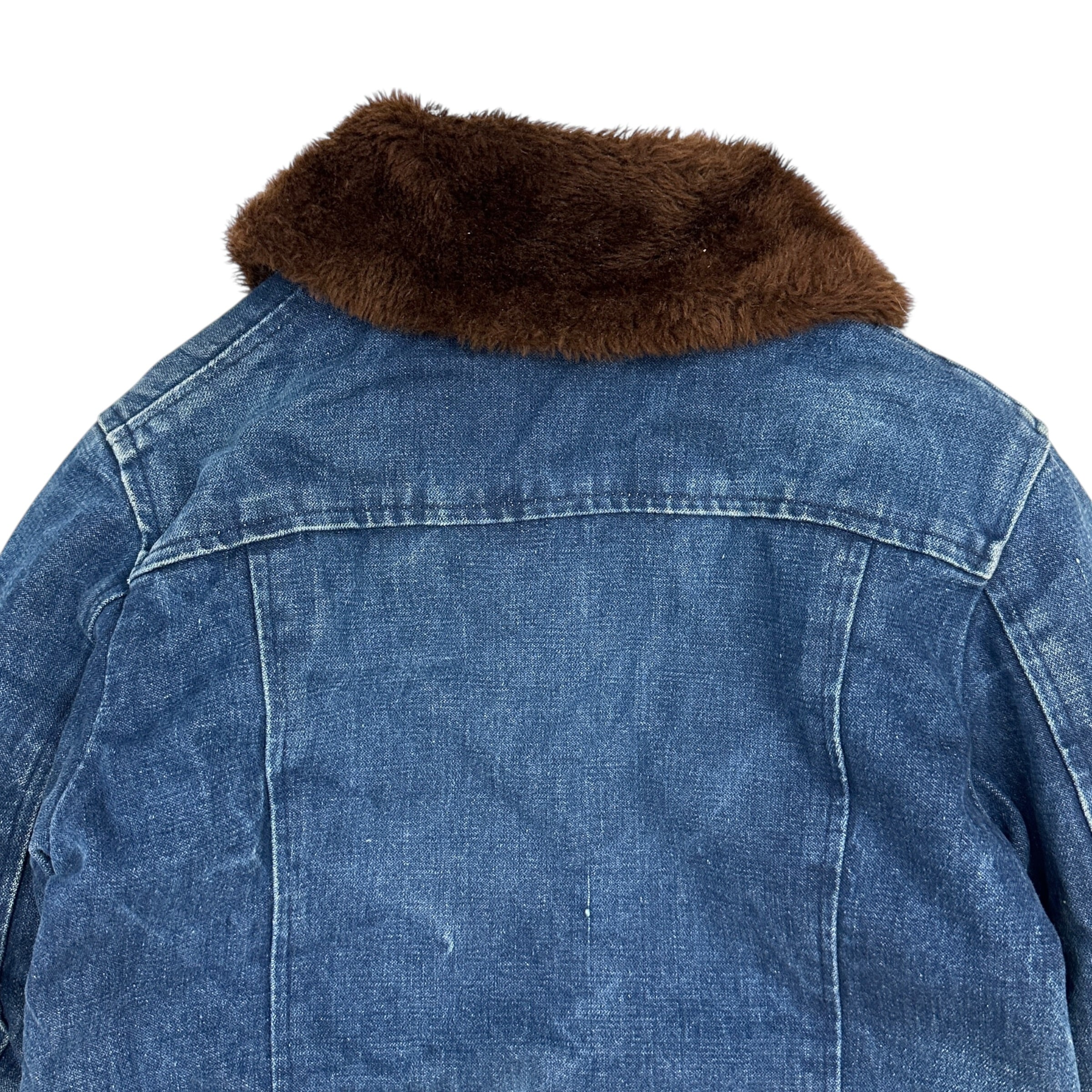 (W) Vintage Faux Fur Denim Barn Coat