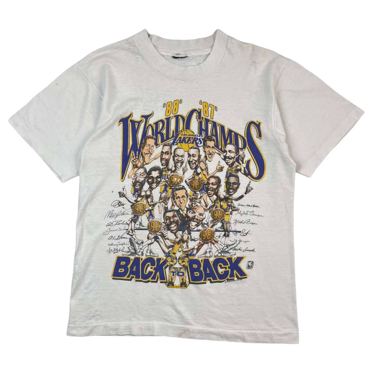 1987-88 Los Angeles Lakers Back-2-Back World Champs Cartoon NBA T-Shirt