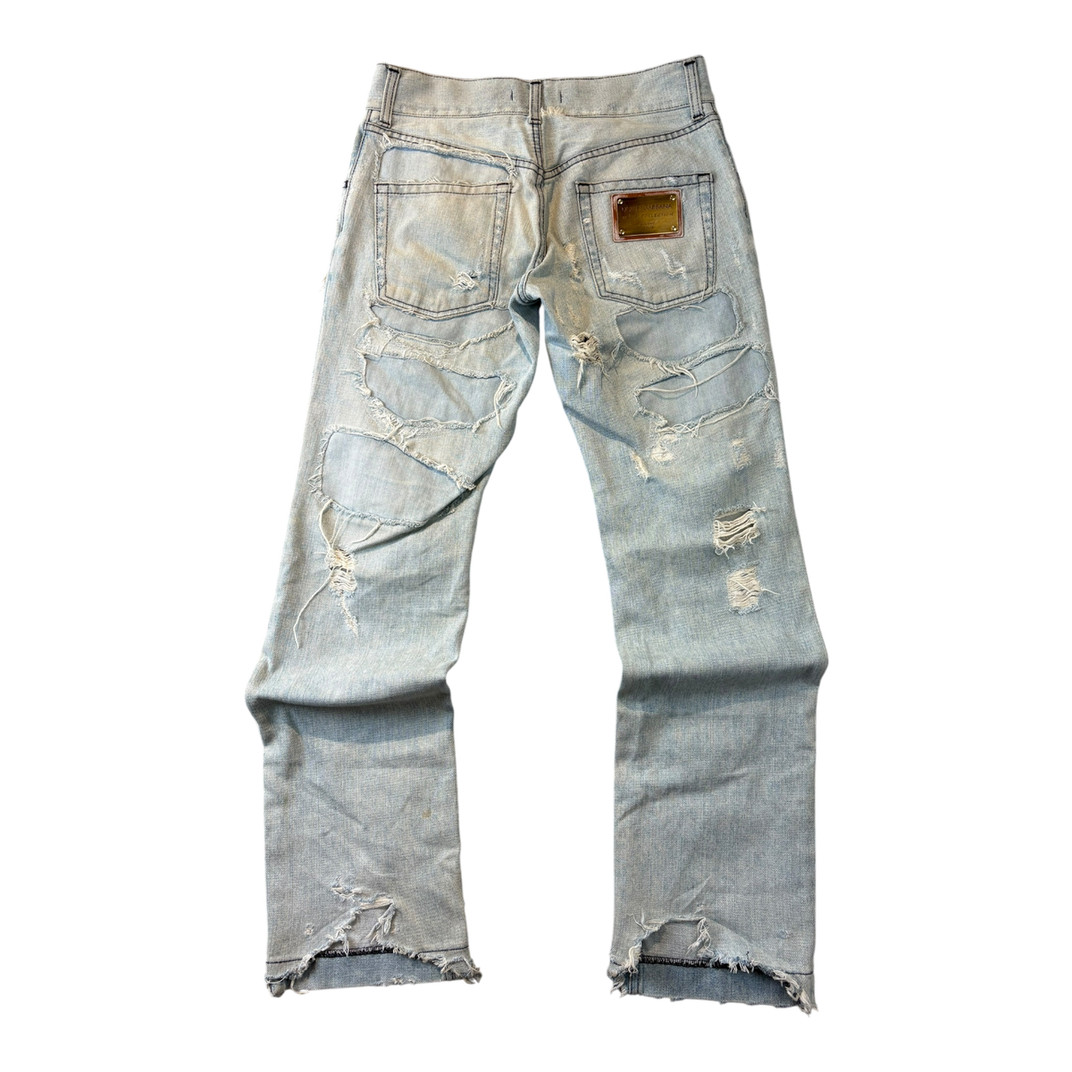 (W) Dolce & Gabbana Archival Y2K Ripped Distressed Jeans Blue