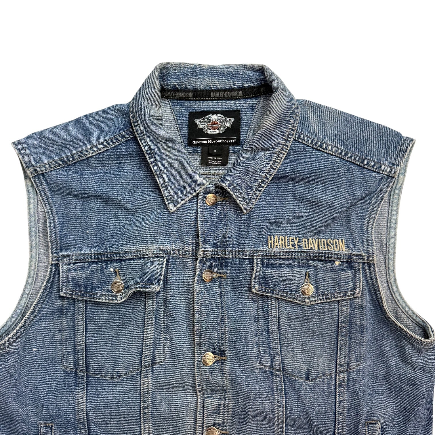 Vintage Harley Davidson Denim Biker Vest