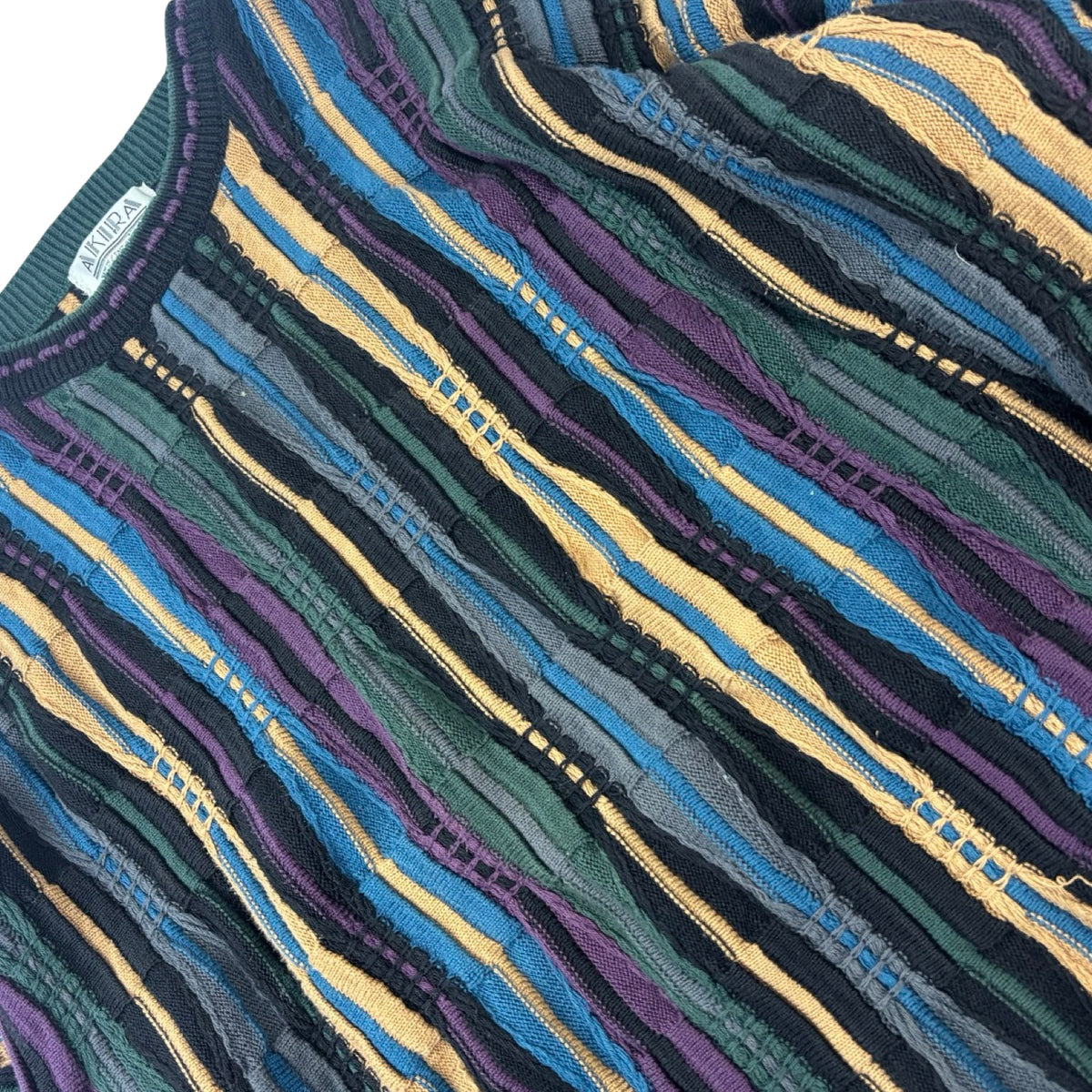Vintage Akira 3D Knit Sweater Vertical Purple/Brown