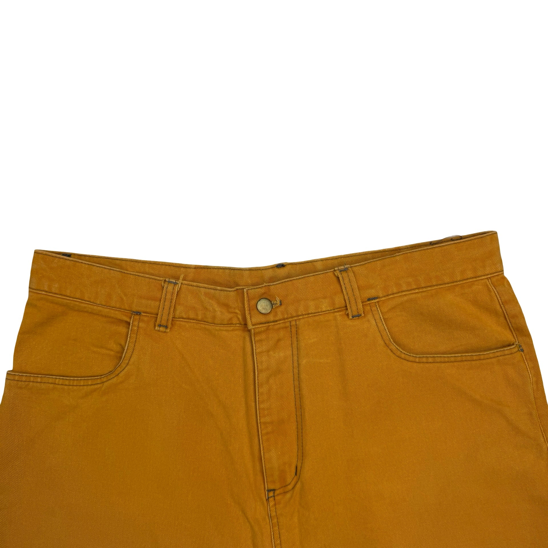Vintage Wave Rave Denim Shorts Mustard Yellow