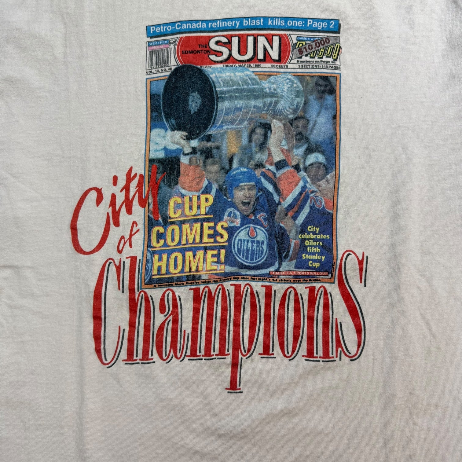 Vintage City Of Champions Oilers Tee White