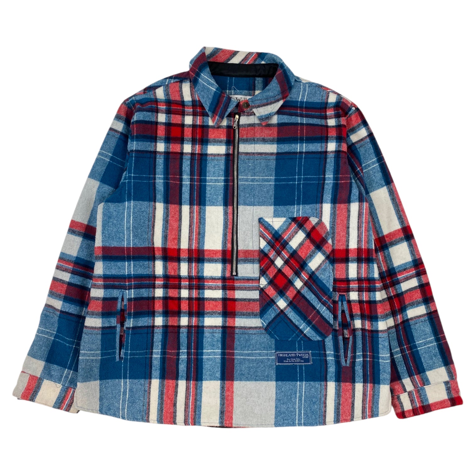 Welldone Wool Plaid Half Zip Jacket