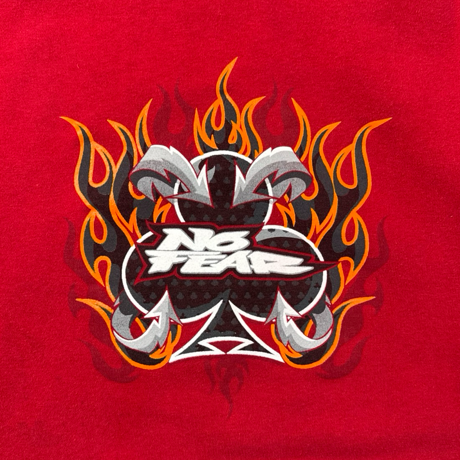 Y2K No Fear Flame Sleeve Hoodie Red