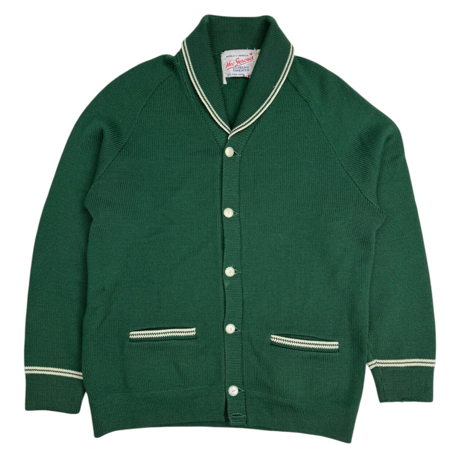 1970s Vintage Wool Knit Curling Sweater Green