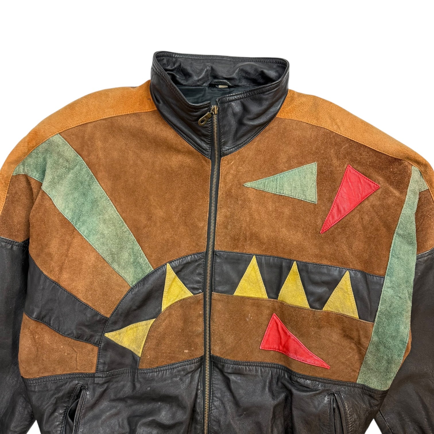 Vintage Fandango Geometric Patter Suede Leather Jacket