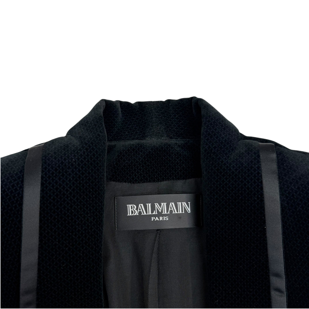 (W) Balmain Velvet Suit Jacket Black