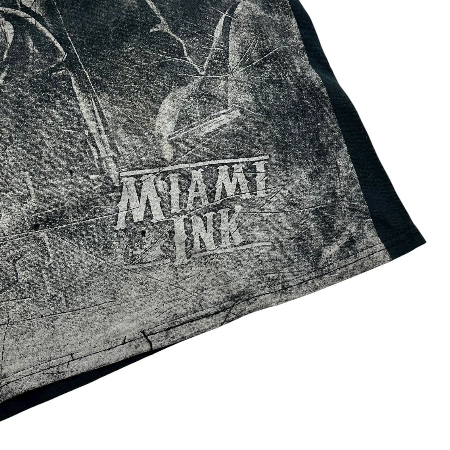 Y2K Miami Ink Skeleton Big Print Biker T-Shirt