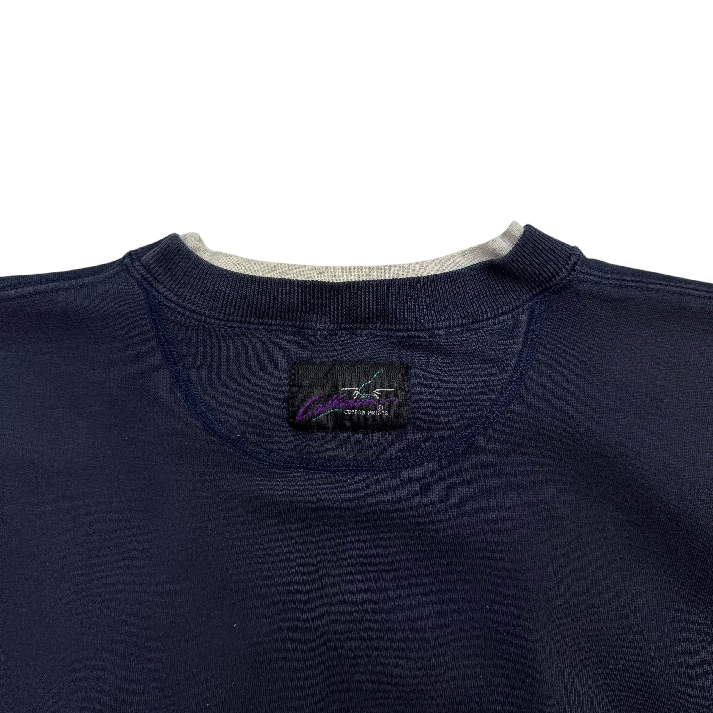 Vintage Georgetown Hoyas Big Letter Crewneck Navy Blue