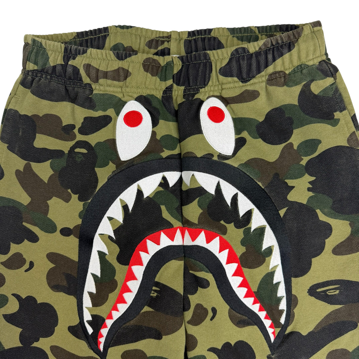 Bape 1st Camo Shark Embroidered Sweatpants Green