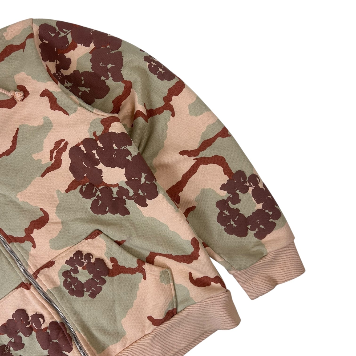 Denim Tears Cotton Wreath Zip Up Hoodie Brown Camo