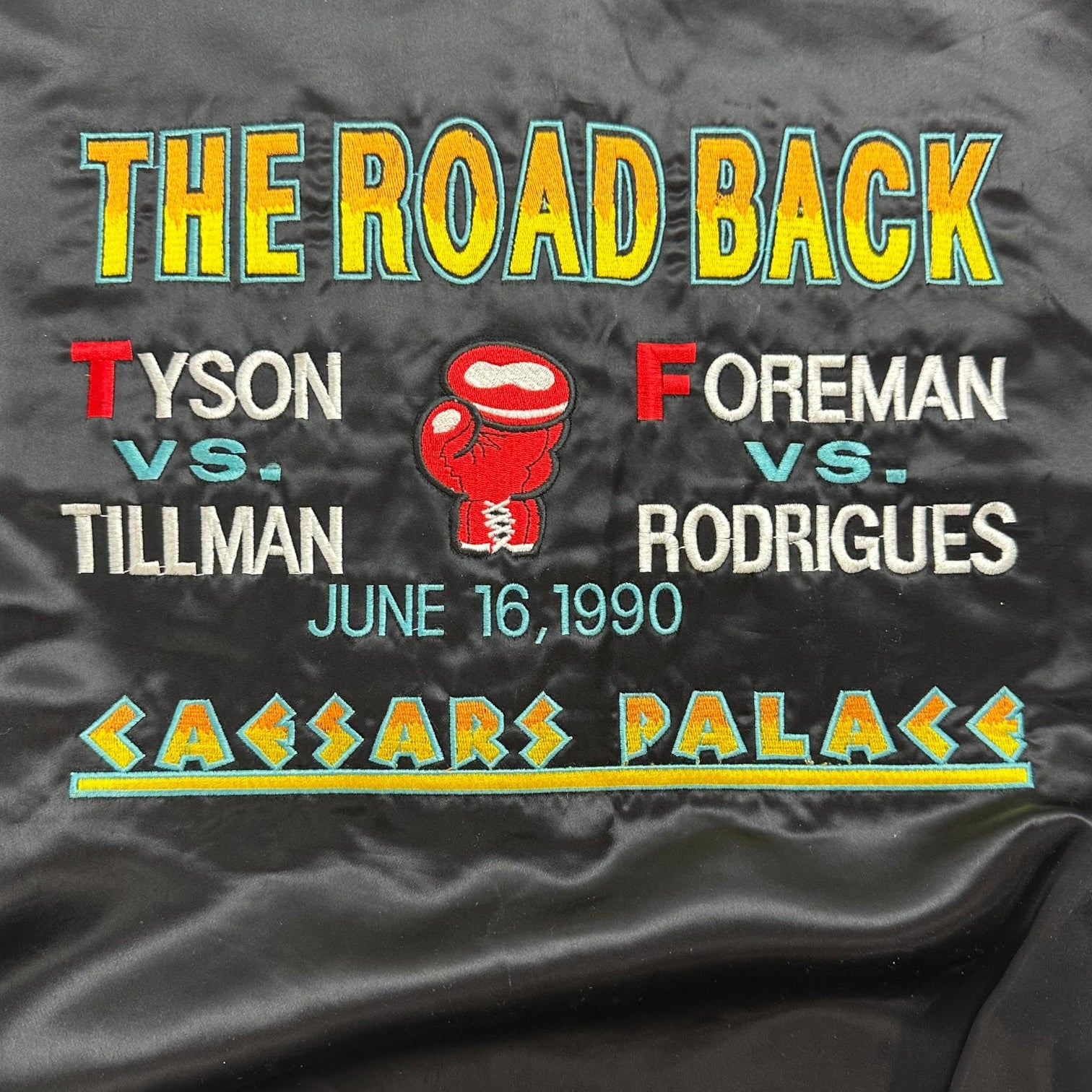 1990 Caesars Palace The Road Back Tyson & Foreman Fight Night Satin Jacket