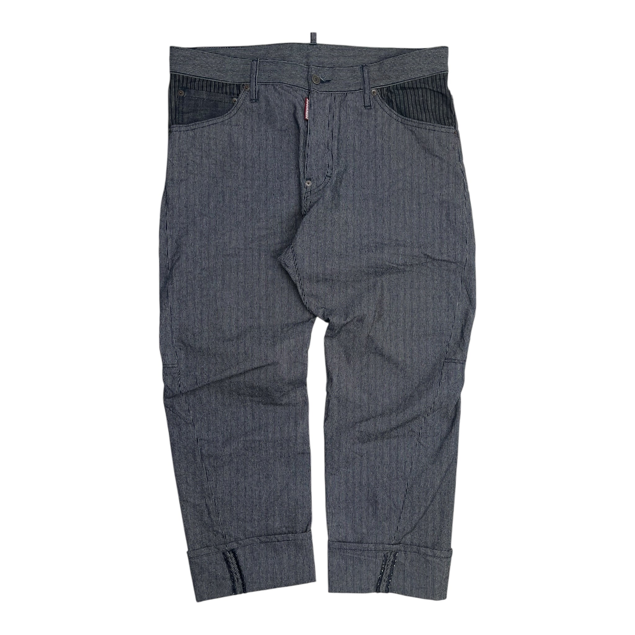 Y2K Dsquared Pinstriped Cuffed Trouser Blue