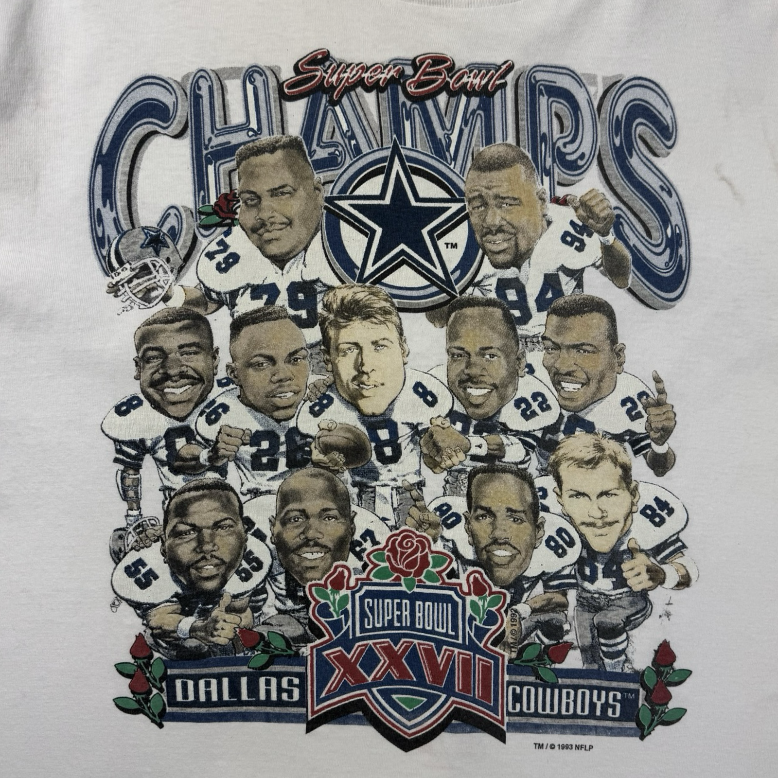 1993 Dallas Cowboys Super Bowl XXII Champions NFL Salem T-Shirt