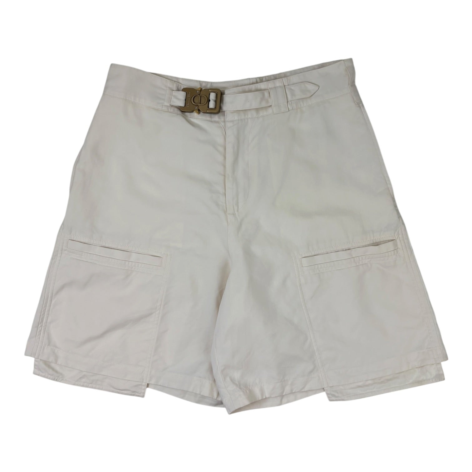 SS22 Christian Dior Cotton Satin Cargo Shorts White