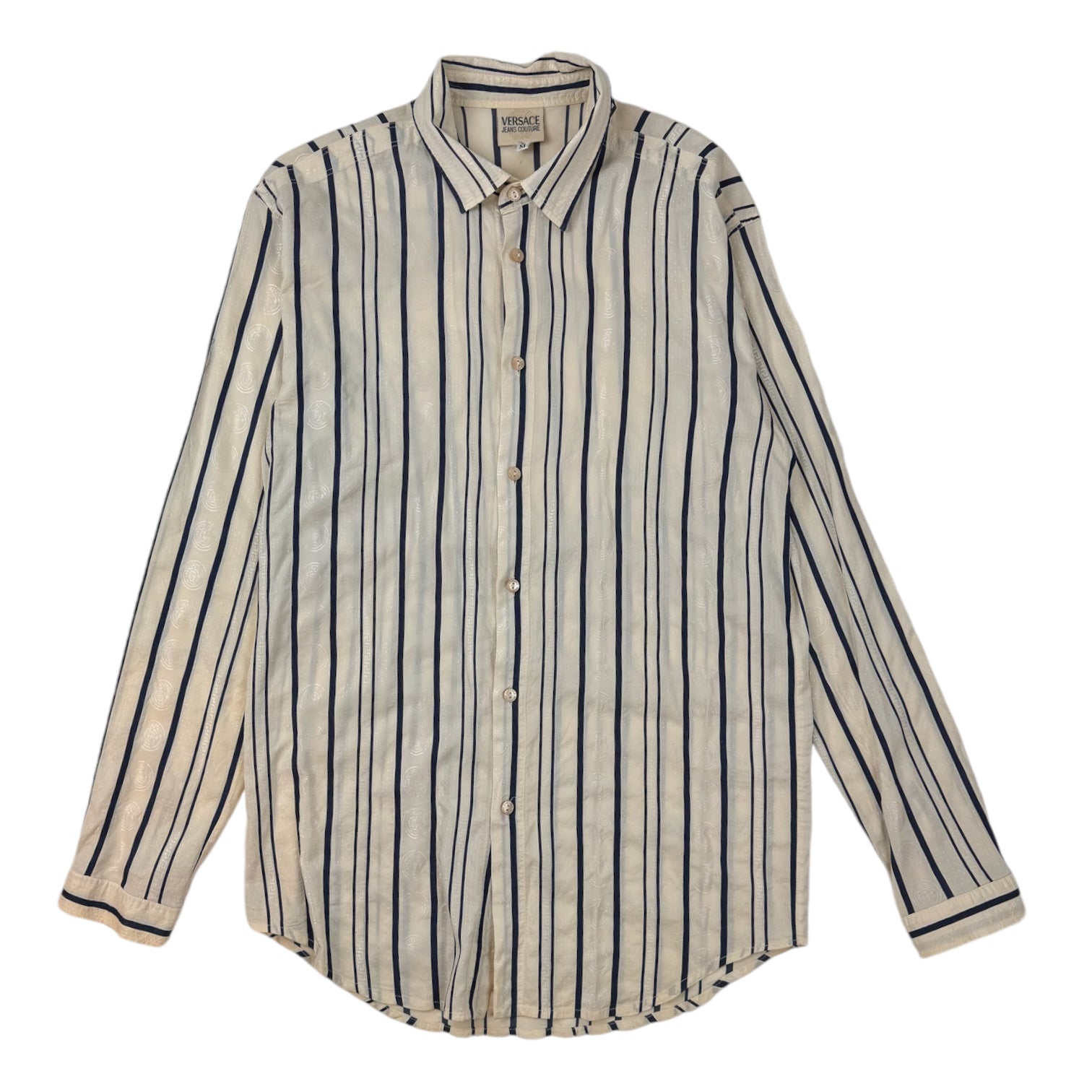 Vintage Versace Jeans Medusa Striped Button Up Shirt