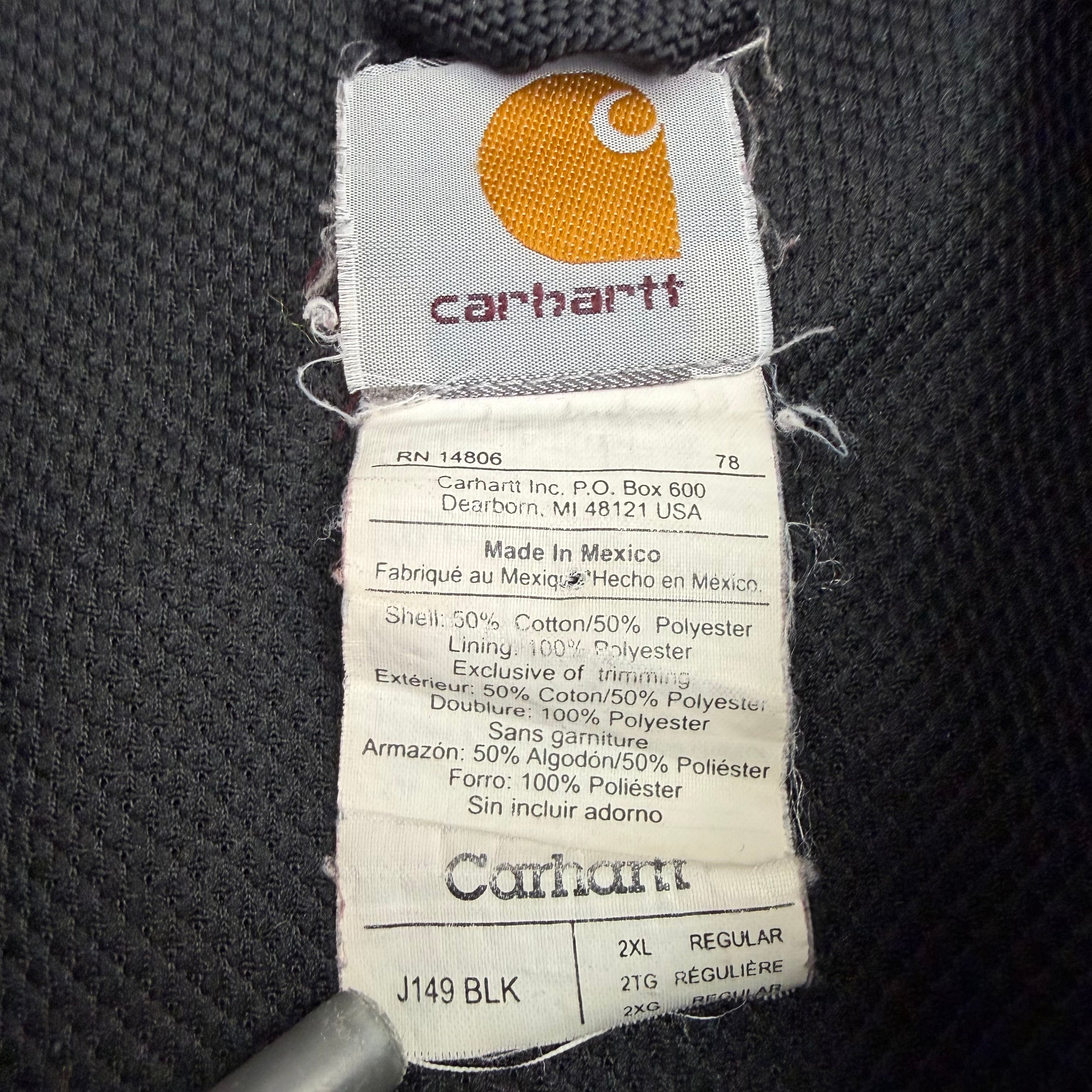 Vintage Carhartt Thermal Lined Zip Up Hoodie Faded Brown