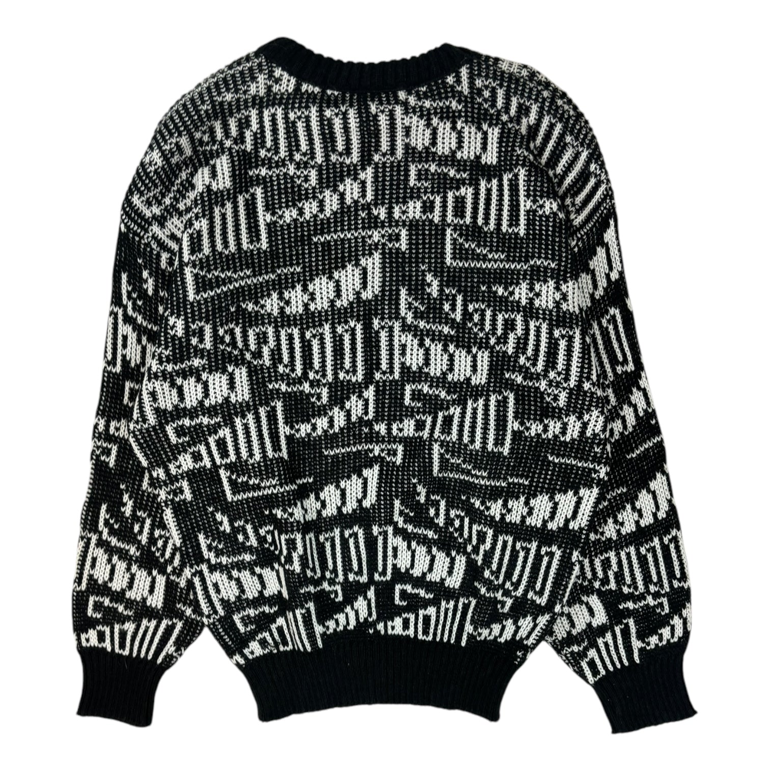 Vintage Pelican Cove Abstract Patterned Knit Sweater Black/White