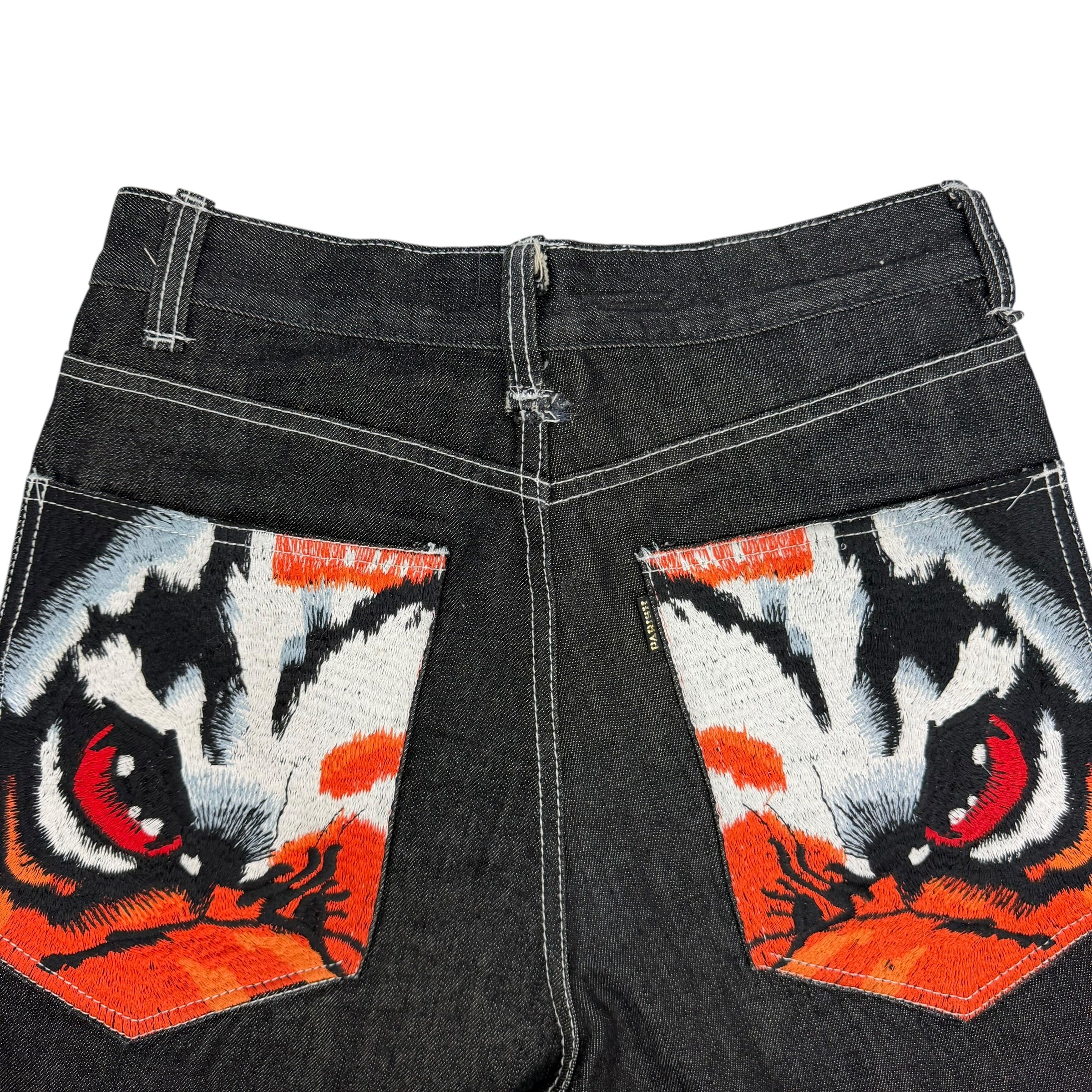 Vintage Parish Nation Embroidered Tiger Face Jeans Black