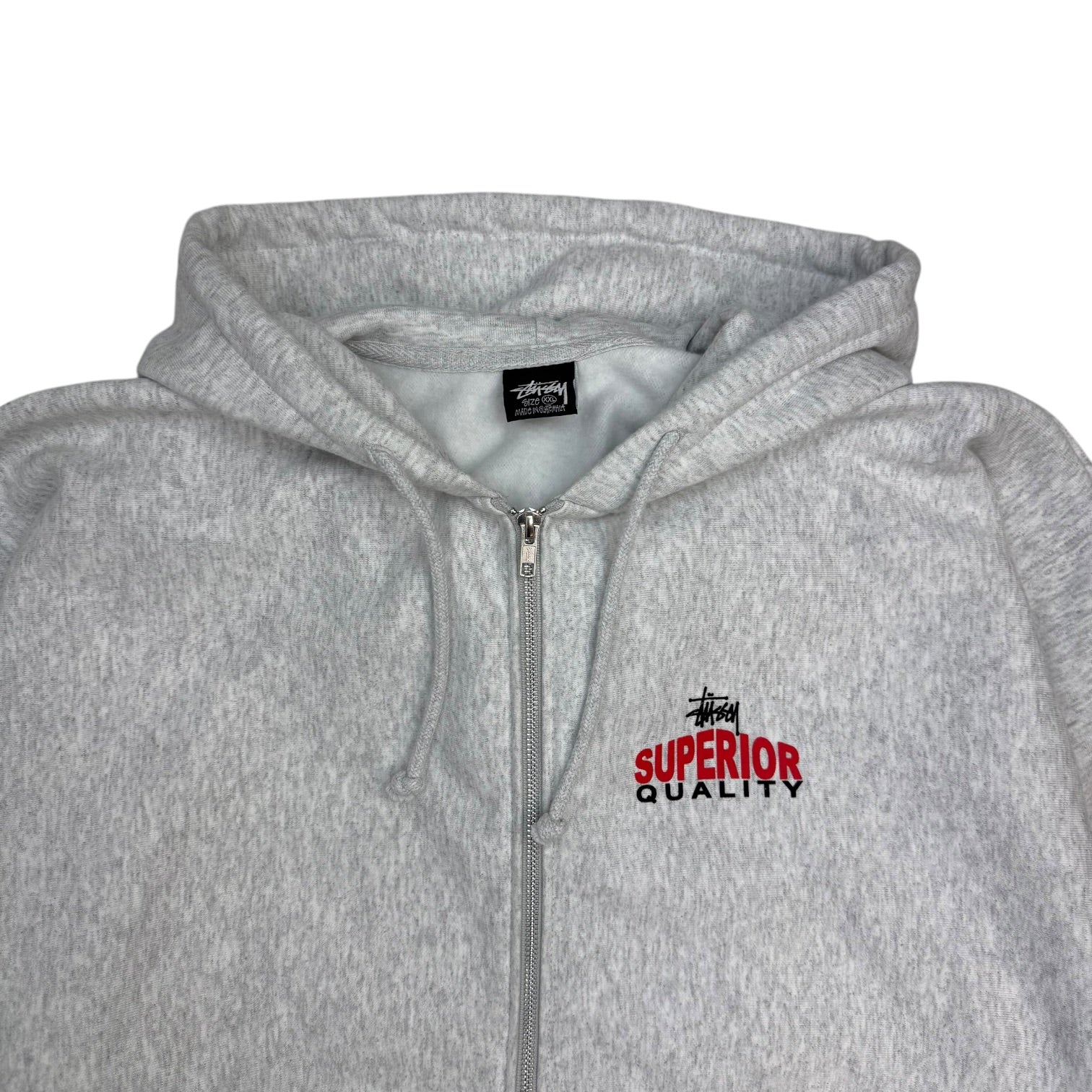 Stussy Superior Quality Zip Up Hoodie Ash Grey