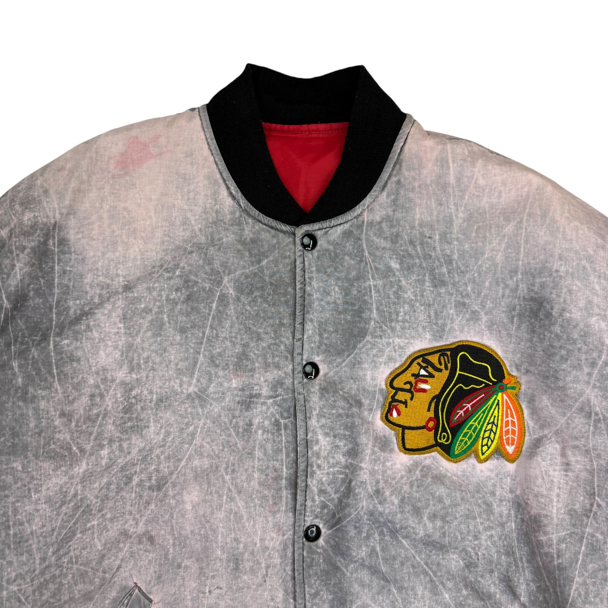 Vintage Starter Chicago Blackhawks Acid Wash Jacket Grey
